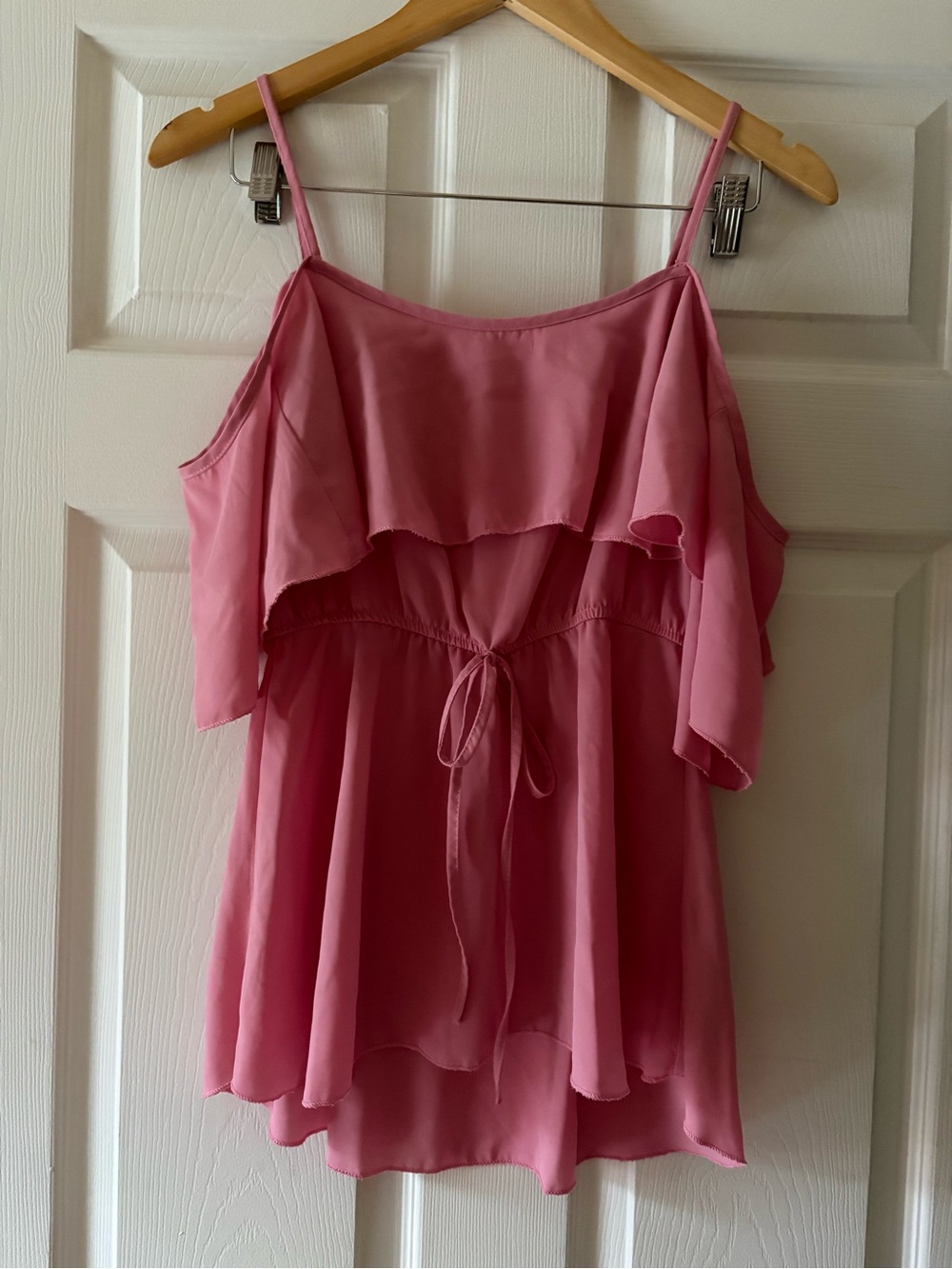 Charlotte Russe Pink Ruffle Cold-Shoulder Cami
